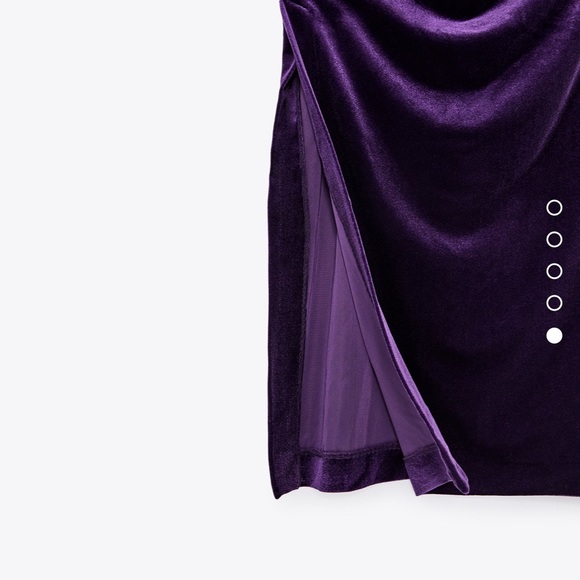 Zara 2 Piece Purple velvet jewel crop top and skirt set Size Large - Picture 9 of 9